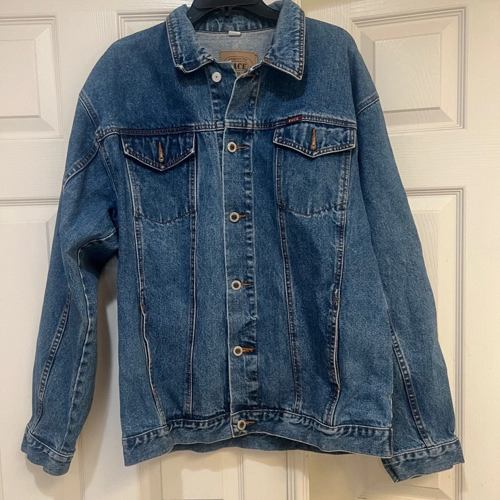 Vintage 1990s‎ Pace Brand Heavy Stone Washed Full Button Denim Jacekt Size XL